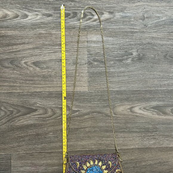 Ramla Beaded Clutch Purple Multicolor Mosaic Chain Strap Handmade NEW Prom - Picture 9 of 15